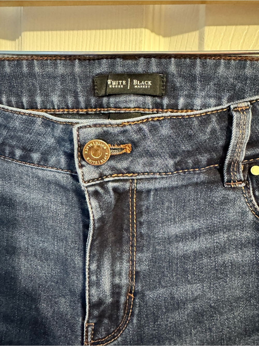 White House Black Market Dark Navy Straight Leg Jeans - Picture 3 of 4